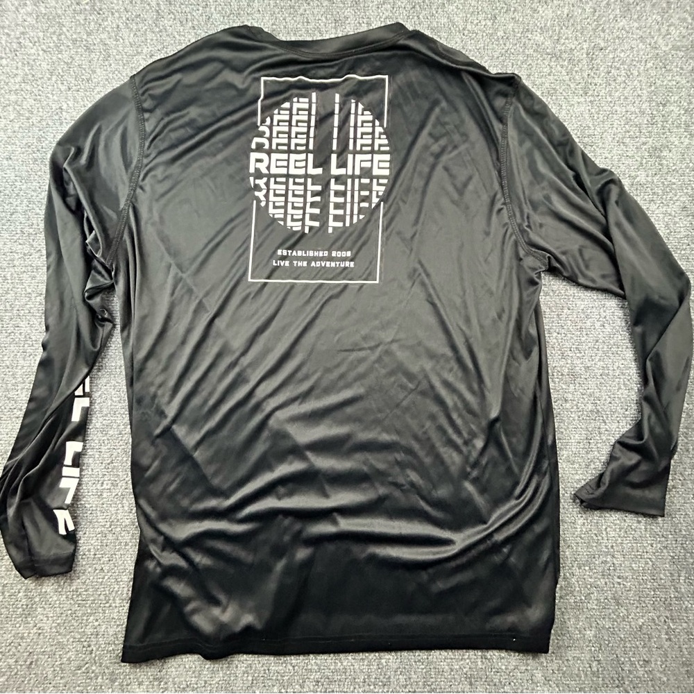 Reel Life Mens XXL Black White Long Sleeve Fishing Shirt Uv Protection Beach